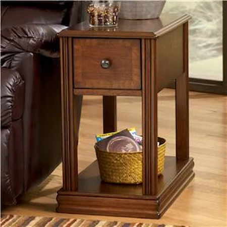 Brown Moulded Hamlyn Chairside End Table with Slide Board